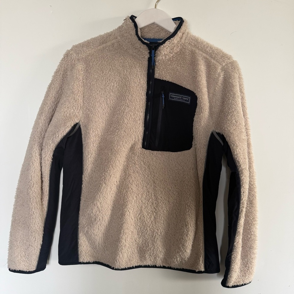 Vineyard Vines Stillwater Sherpa Fleece 1/4 Quarter Zip Pullover SZ S